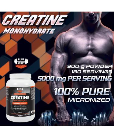 Creatine Monohydrate Powder 900g (180 Servings) | Pure Micronized Creatine Monohydrate 5g per Serving | Keto Friendly Creatine Supplement for Muscle Growth Improves Bodybuilding Performance and Increase Muscle Growth & Energy - Buy Online on GoSupps.com