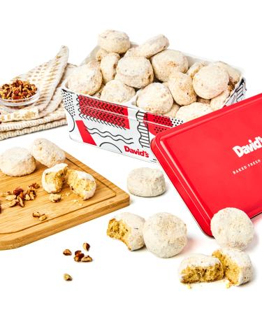 David's Cookies Butter Pecan Meltaways Sweet Sampler Tin - Butter Cookies with Crunchy Pecans Soft And Melt In Your Mouth Flavorful Cookies - Delicious Gourmet Food Gift For All Occasions 16oz Rectangular Regular Tin