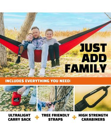 MalloMe Camping Hammock with Straps - Portable Double Hammock for 2 People - Outdoor Tree Hammock in Black/Grey - Ideal for Travel and Camping - Buy Online on GoSupps.com