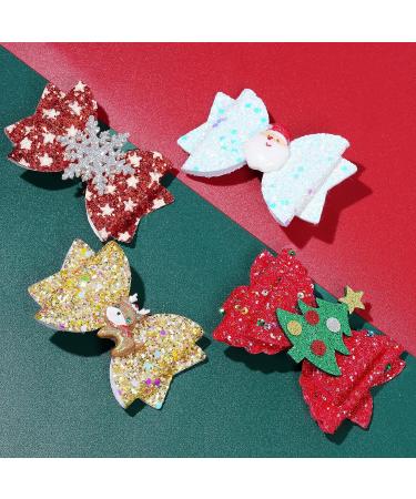 8pcs Christmas Hair Clip Set - Festive Sequined Bow Santa Claus Elk Snowflake Christmas Tree Hair Accessories for Girls Party - Buy Online on GoSupps.com