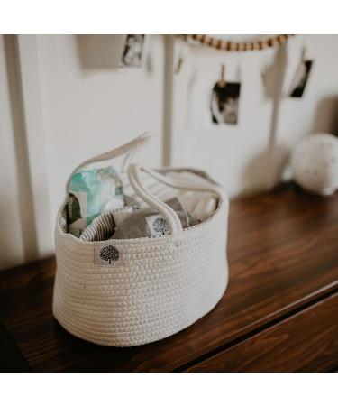 Parker Baby Rope Diaper Caddy Organizer - Nursery Storage Bin and Car Organizer for Diapers and Baby Wipes - White - Buy Online on GoSupps.com