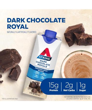 Atkins Iced Coffee Vanilla Latte Protein Shake 15g Protein Low Glycemic 4g Net Carb 1g Sugar & Dark Chocolate Royale Protein Shake 15g Protein Low Glycemic 2g Net Carb 1g Sugar - Buy Online on GoSupps.com