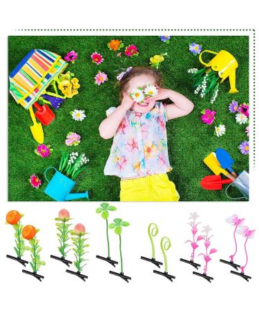 30 Mixed Style Bean Sprout Hair Clips for Women, Girls, Kids - Flower Plant Barrettes for School, Party - Green Pink Red Hair Accessories - Buy Online on GoSupps.com