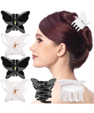 RC Roche 6 pieces of butterfly hair clip hair clip women clip hair holder strong hold medium black and white 1 piece (6 -pack) black and white