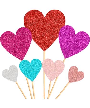 35 pcs Glitter Red Heart Cake Toppers Picks for Sweet Love Theme Wedding Engagement Valentine's Day Bridal Shower Mother's Day Party Cake Decors(Multi Color) - Buy Online on GoSupps.com