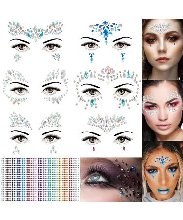 Self-Adhesive Rhinestone Face Gems Set - 6 Sets + 15 Colors 900pcs Face Jewels for Makeup, Music Festivals - Women, Men, Kids - Buy Online on GoSupps.com