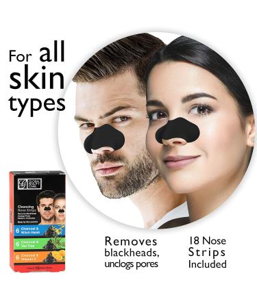 Global Beauty Care Nose Cleansing Strips Variety Pack - Charcoal Tea Tree Witch Hazel & Vitamin C for Blackhead Removal - 18 Ct - Buy Online on GoSupps.com