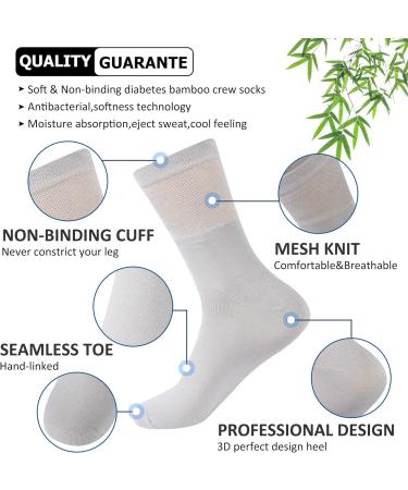 Sunew Bamboo Diabetic Socks - Unisex Non-Binding Moisture Wicking Crew Dress Socks - 3 Pairs Grey, X-Large - Buy Online on GoSupps.com