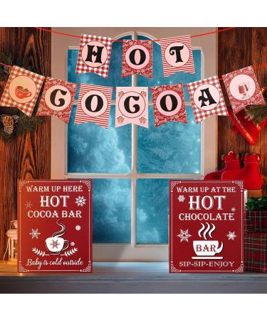 3 Pieces Hot Cocoa Bar Kit Includes 1 Hot Cocoa Banner 2 Hot Chocolate Bar Sign Hot Cocoa Bar Accessories for Christmas Winter Holiday Birthday Baby Shower Party Its Cold Outside Decorations - Buy Online on GoSupps.com
