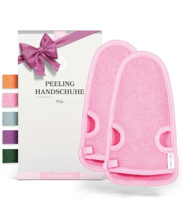 Lowell 2 pieces of peeling glove body hammam glove peeling for body and face glove peeling exfoliating gloves body scrub bonus peeling guide and 2 suction cups pink pink/pink - Buy Online on GoSupps.com