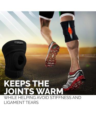 Physix Gear Knee Brace for Men & Women - Adjustable Patella Compression Support for Arthritis ACL MCL & Meniscus Tear - Plus Size with Side Stabilizers - Black/Grey - Buy Online on GoSupps.com