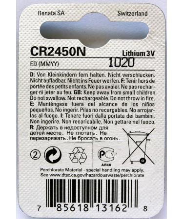 2PC Renata CR2450N Lithium Battery 3V - Swiss Made - Buy Online on GoSupps.com