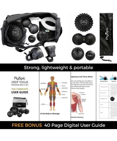 Deep Tissue Massage Ball Set for Muscle Recovery, Myofascial Release & Plantar Fasciitis Relief - Black - Buy Online on GoSupps.com
