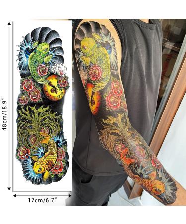 Full Arm Temporary Tattoos for Men and Women - Waterproof Sleeve Tattoo Lasts Long - Japanese Fake Tattoos for Adults - Aresvns L19 x W7 - Ideal Christmas Gift - Buy Online on GoSupps.com