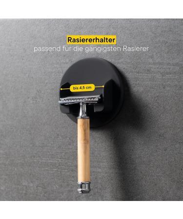 DELUXXOO High Quality 4-Part Bathroom Holder Set | Black Self-Adhesive Bathroom Organizer | No Drilling Hooks Toothbrush & Razor Holder | Magnet 4 Set - Buy Online on GoSupps.com