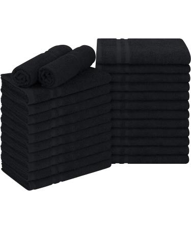 Utopia Towels Cotton Bleach Proof Salon Towels (16x27 inches) - Bleach Safe Gym Hand Towel (24 Pack, Black) 24 Pack Black