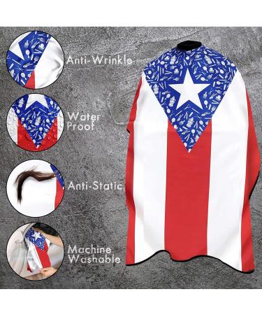 King Midas Empire Puerto Rico Flag Barber Cape - Waterproof Boricua Hair Cutting Cape with Snap Button Neck Band - Buy Online on GoSupps.com
