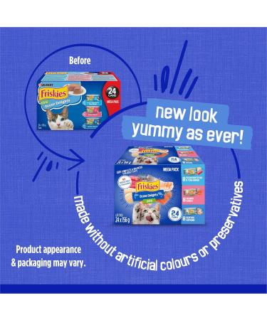 Friskies Ocean Delights Wet Cat Food Pate Variety Pack 3 Flavours - 156 g Can (24 Pack) 156 g (Pack of 24) Cat Food - Buy Online on GoSupps.com