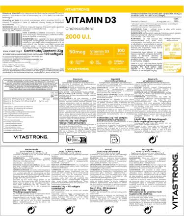 Vitamin D Vitastrong | 2000 IU Vitamin D3 | Highly Dosed Vitamin D | Contributes to Normal Functions of the Immune System | Vitamins for Bone Muscle Functions - Buy Online on GoSupps.com