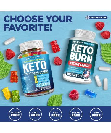 Keto Burn Gummies 5000 MG - Extra Strength Ketosis Support for Advanced Weight Management - Improve Metabolism and Boost Energy - 60 Gummies - Buy Online on GoSupps.com