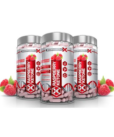 x3 Maximum Strength Raspberry Ketone Capsules: Premium Diet Pills with Pure Raspberry Ketones Extract (180 Capsules | 3 Month Supply)