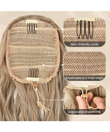 Buy Flufymooz 56 cm Ponytail Extension - Curly Synthetic Hair in Medium Brown Ash Blonde - Perfect for Women - Buy Online on GoSupps.com