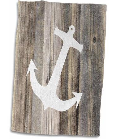 3D Rose Anchor Hand Towel - White Anchor on Weathered Planks - 15x22 - Buy Online on GoSupps.com