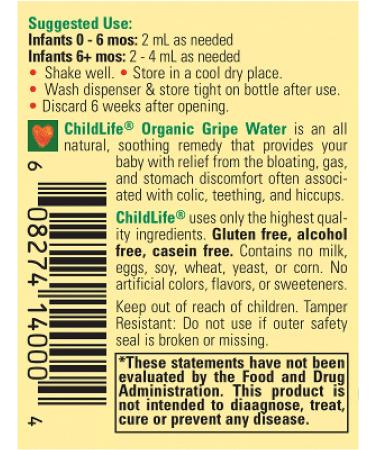 ChildLife Organic Gripe Water 2 fl oz â€“ Natural Relief for Infant Colic & Gas - Buy Online on GoSupps.com