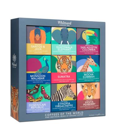 Whittard of Chelsea | Coffees of the World Gift Set For Men & Women | 9 Boxes of Single Origin Ground Coffee | Brews up to 72 cups | 9 x 66g Ground Coffee Bags