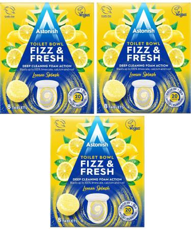 Astonish Fizz and Fresh Toilet Bowl Tablets Lemon Fresh 8 Tablets 3 Pack (24 Tablets) 1 count (Pack of 3)