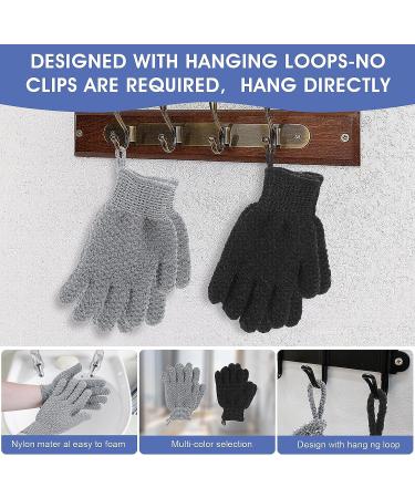 Sibba 2 Pairs Bath Exfoliating Gloves - Shower Scrubber Set for Spa Body Scrub, Loofah Glove with Hooks - Men and Women (Black & Grey) - Buy Online on GoSupps.com