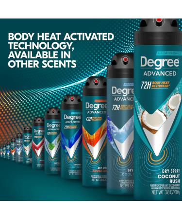Degree Men Antiperspirant Deodorant Dry Spray Coconut Rush 72-Hour Sweat and Odor Protection Deodorant for Men With Body Heat Activated Technology 3.8 oz Coconut 3.8 Ounce (Pack of 1) - Buy Online on GoSupps.com