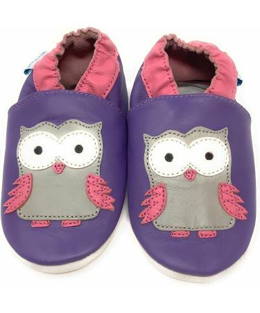 MiniFeet Premium Soft Leather Baby Shoes - Buy 4 Pairs, Get 1 Free! Toddler Shoes 0-6 Months to 4-5 Years - Purple Owl Design - Buy Online on GoSupps.com