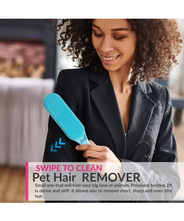 Pet Hair Remover - Double-Sided Brush for Couch Clothing Car & Carpet - Self-Cleaning Base | Effective Dog & Cat Fur Lint Remover (New Blue - Buy Online on GoSupps.com