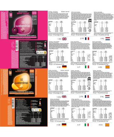 Waterdrop Microenergy Set Energy Drink 36 Water Flavouring Hydration Cubes Sugar Free Low Calorie Fizzy Drinks 90 mg Natural Caffeine Vitamin C and B - Blackberry & Mango & Cherry - Pack Of 3 - Buy Online on GoSupps.com