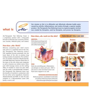ALO Pain Relief Cream Therapy (4 oz) | Arthritis, Back Pain, Sciatica Relief | Plantar Fasciitis, Tennis Elbow, Sore Muscles | Inflammation Relief | Acute and Chronic Pain | 4 Fl Oz (Pack of 1) - Buy Online on GoSupps.com