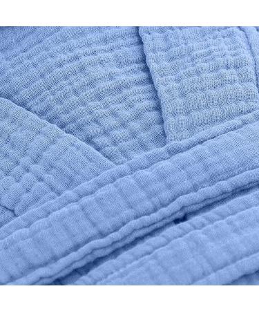 Sustainable Life Turkish Cotton Unisex Bathrobe - Soft & Absorbent Muslin Garment Washed - S-M Sky Blue - Buy Online on GoSupps.com