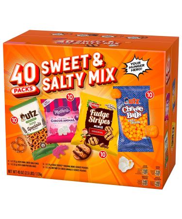 Sweet & Salty Mix Snack Box Variety Pack | Individually Wrapped Variety Snacks | Keebler Fudge Stripes, Mother's Animal Circus Cookies, Utz Cheese Balls, Pretzels Minis | 40oz Box - Buy Online on GoSupps.com
