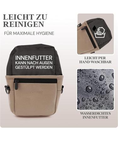 Heimatpfoten Imitation Leather Dog Food Bag - Stylish One-Handed Magnetic Closure Treat Bag in S Brown - Perfect for Walks and Training - Buy Online on GoSupps.com