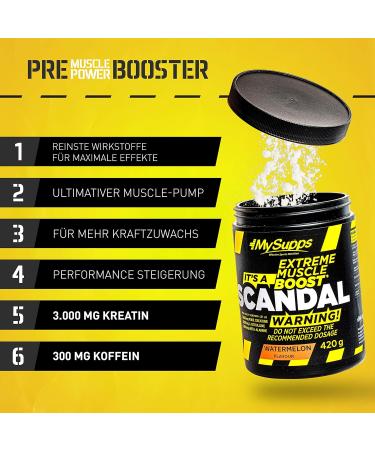 My Supps Scandal Pre Workout Booster 420g Watermelon - High-Dose Pump Training Powder with Caffeine Citrulline & Creatine - Made in Germany | International Shipping - Buy Online on GoSupps.com