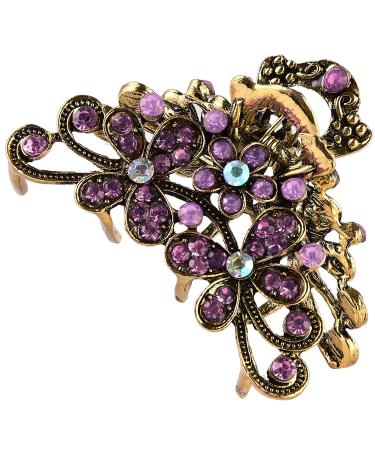 CROWN GUIDE Vintage Rhinestone Hair Claw | Crystal Jaw Clip for Women | Decorative Flowers Barrette | Purple Alloy Hair Clasp | Pack of 1 - Buy Online on GoSupps.com