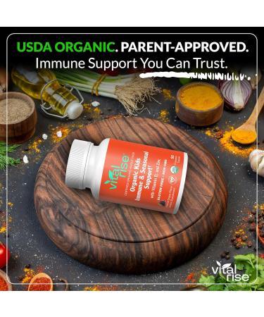 Kids Immune Support Chewables USDA Organic Vitamin C D3 Zinc Supplements & Elderberry Vegan Non-GMO Gluten Free Seasonal Immune Defense for Children Ages 4+ 60 Count - Buy Online on GoSupps.com