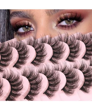 False Eyelashes 16mm Fluffy Lashes That Look Like Extensions Strip Eyelashes Wispy Cat Eye Lashes Pack 3D Faux Mink Lashes Natural Look by Zegaine 10 Pairs Ada