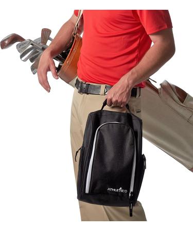 Athletico Golf Shoe Bag - Zippered Carrier with Ventilation & Outside Pocket - Black - Buy Online on GoSupps.com