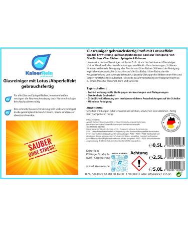 Kaiserrein Professional Glass Cleaner 5L Canister - Lotus Effect Ready to Use Refill for Spray Bottles - International Shipping Available - Buy Online on GoSupps.com