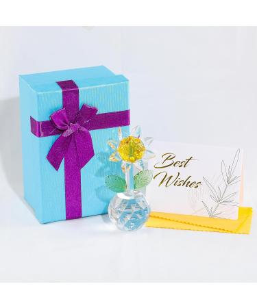 Qianwei Crystal Sunflowers Figurine with Vase - Sunflower Gifts Bouquet Collectible Figurines Crystal Office Home Decor Paperweight - Glass Sun Flower for Women Mom Bestfriend Wedding Anniversary Clear Crystal Sunflower - Buy Online on GoSupps.com