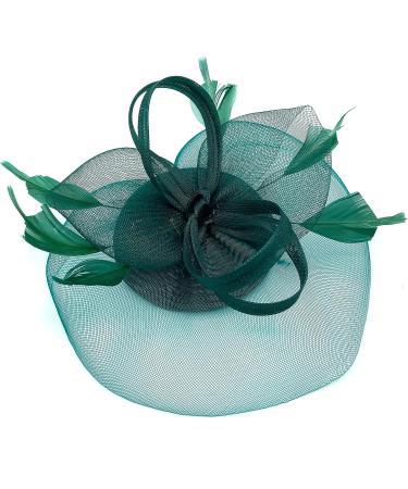 Ladies Dark Green Feather Fascinator Clip/Headband Weddings Races Royal Ascot Hair Piece - Buy Online on GoSupps.com
