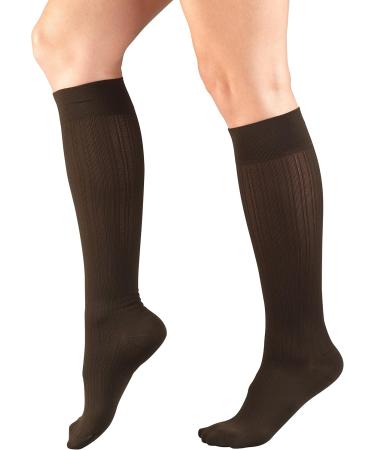 Buy Truform Compression Socks for Women - 15-20 mmHg Knee High Brown Rib Knit X-Large Pack of 2 | Best Women's Dress Socks for Comfort & Support - Buy Online on GoSupps.com