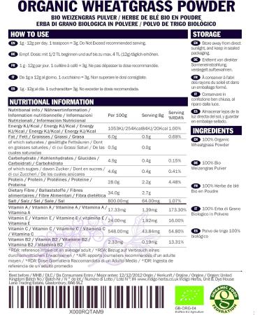 Indigo Herbs Organic New Zealand Wheatgrass Powder 100g - Pure and Premium Quality - Buy Online on GoSupps.com