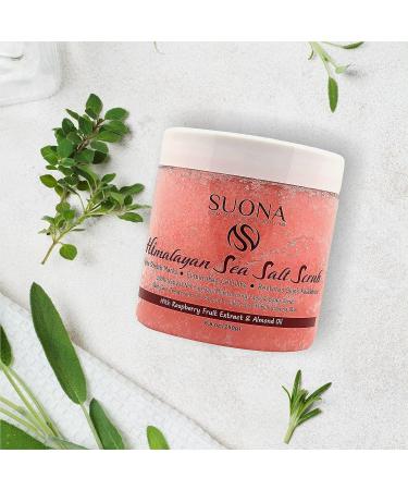 Himalayan Salt Body Scrub with Sweet Almond Oil and Raspberry Extract - Exfoliating and Moisturizing Non-Greasy Formula for Deep Cleansing - 8.8 oz - Buy Online on GoSupps.com